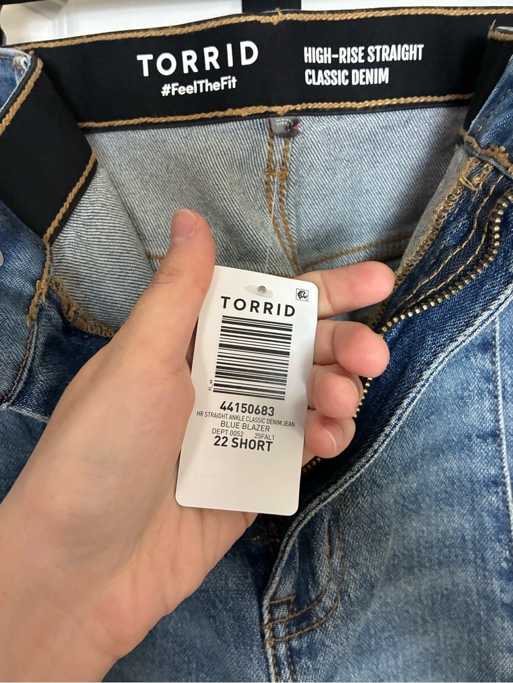 Torrid Blue High-Rise Straight Cuffed Jean Working Pockets size 22 Short NWT - Picture 14 of 15